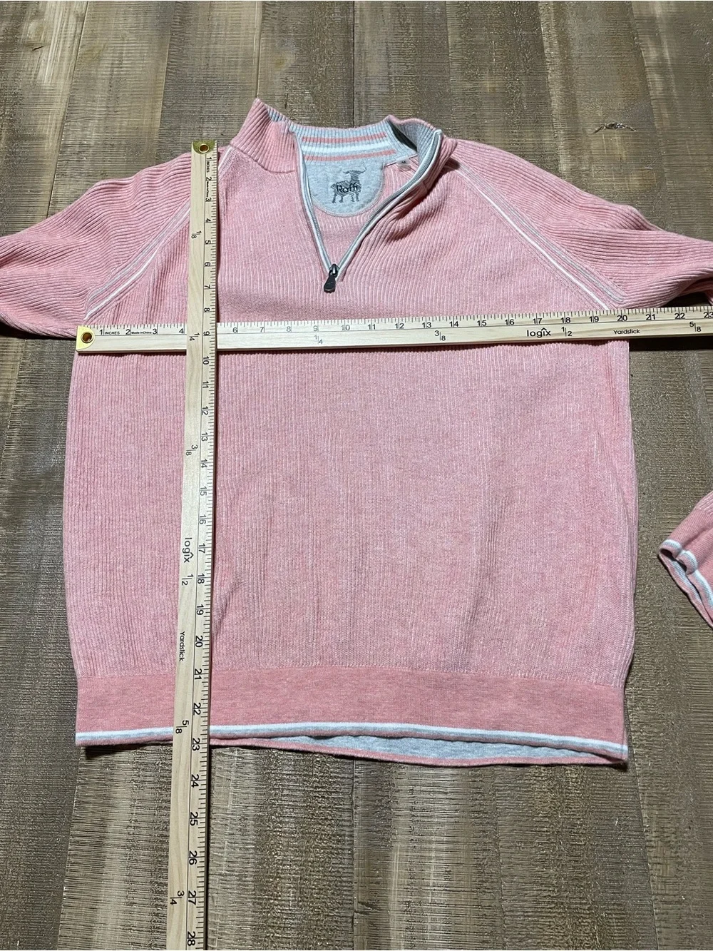 Raffi pink peach Quarter-Zip Knit Sweater English Rib